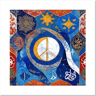 Peace Symbol anti war design Islamic Judaica style art protest march Israel Palestine Posters and Art